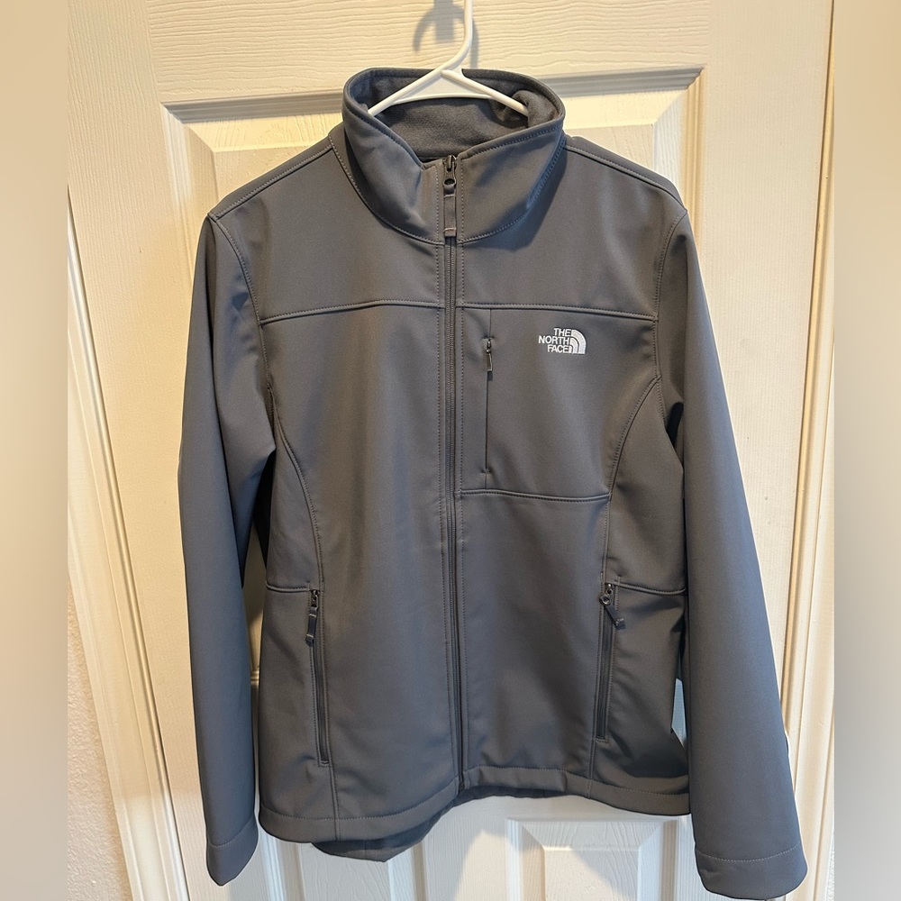 Grey North Face Apex Barrier Soft Shell Jacket. Size large.
